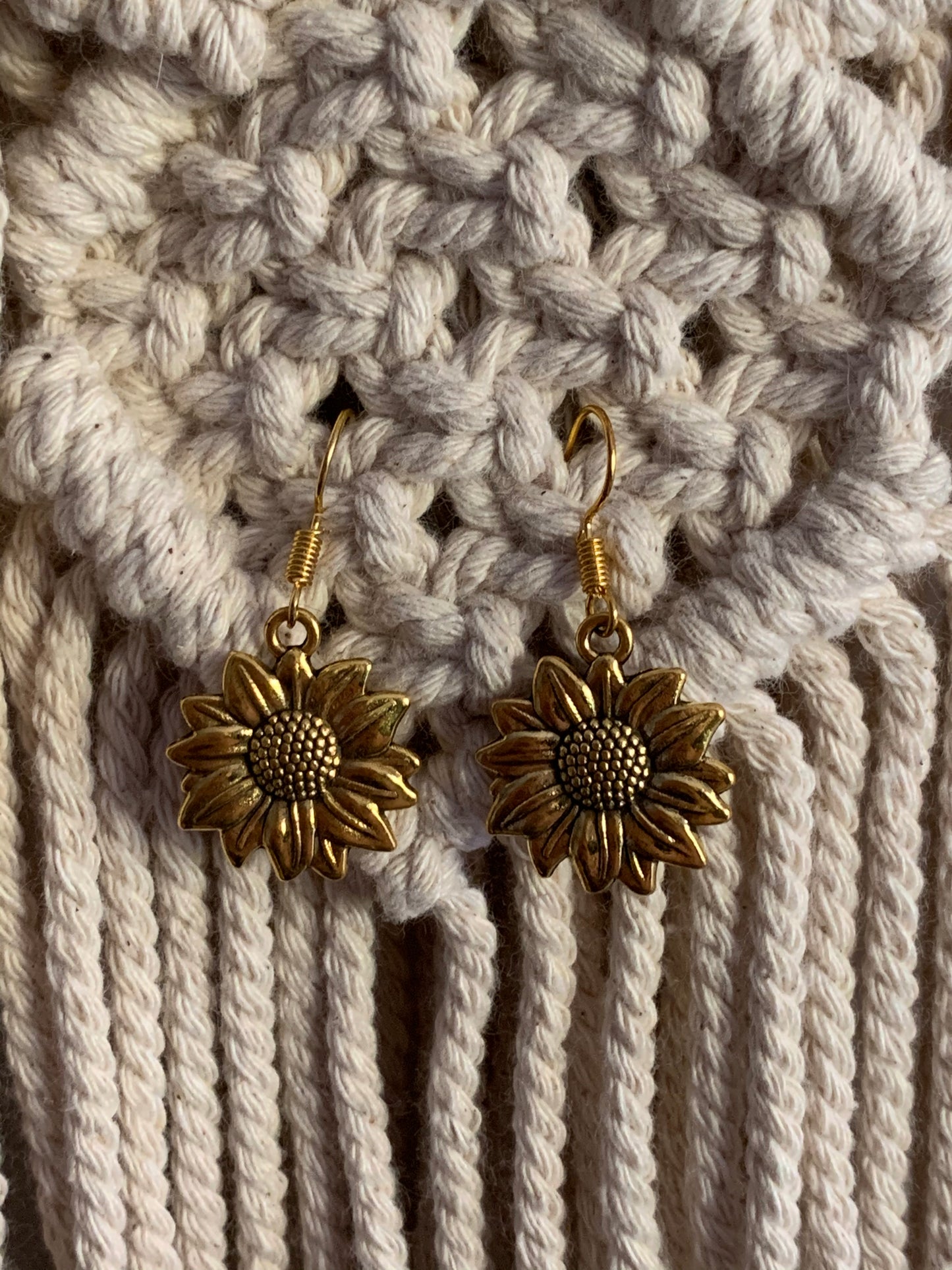 Gold Sunflower Earrings