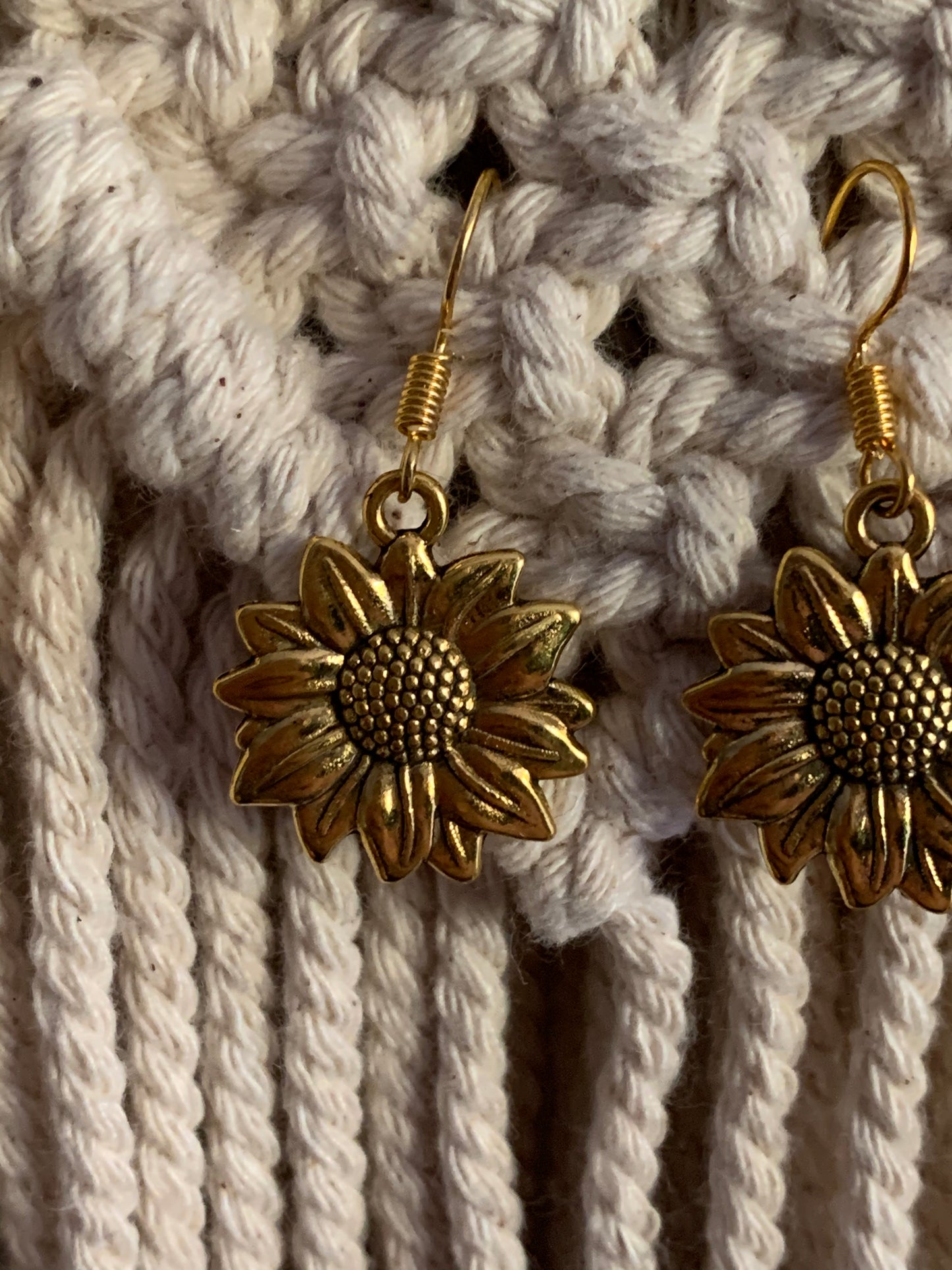 Gold Sunflower Earrings