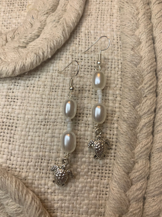 Pearly Turtle Earrings