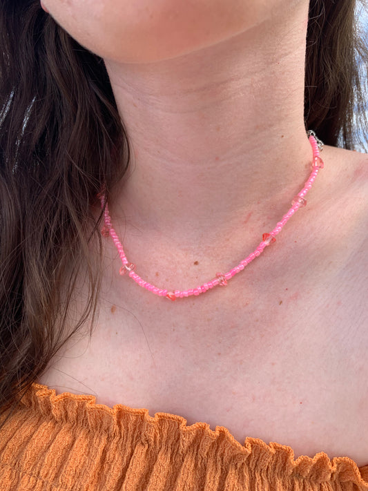 Crystal Clear Necklace - Pink